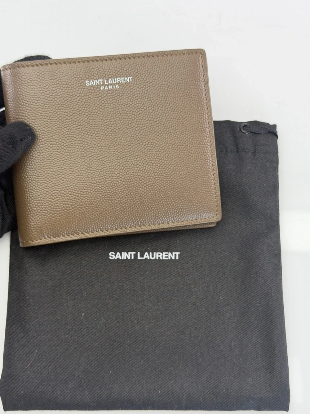 Saint Laurent Paris Brown Textured Leather Bi-Fold Wallet
